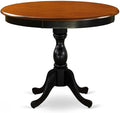 East West Furniture AMBA5-BCH-05 5 Piece Modern Dining Table Set Includes a Round Kitchen Table with Pedestal and 4 Grey Linen Fabric Parson Dining Chairs, 36x36 Inch, Black & Cherry