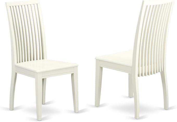 East West Furniture ANIP3-LWH-W 3 Piece Modern Dining Table Set Contains a Round Kitchen Table with Pedestal and 2 Dining Room Chairs, 36x36 Inch, Linen White