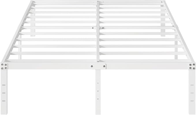 16 Inch White King Bed Frame Heavy Duty Metal Platform King Size Bed Frames with High Storage, Eassy Assembly 3,500 lbs Heavy Duty Bedframes