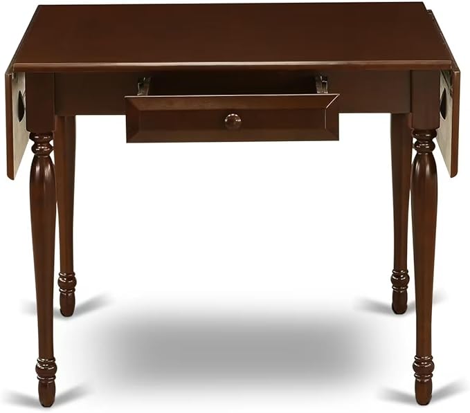 East West Furniture MZCL5-MAH-C 5 Piece Kitchen Table & Chairs Set Includes a Rectangle Dining Room Table with Dropleaf and 4 Linen Fabric Upholstered Chairs, 36x54 Inch, Mahogany
