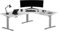 Progressive Desk Height Adjustable Computer Standing Desk - L Shaped 70" x 55" Corner Electric Stand Up Rising Workstation - Warm White, Gray Frame