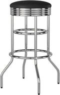 TRINITY Heavy Duty 30-Inch Backless Swivel Bar Stool for Kitchen, Garage, or Workshop, Chrome Finish with Faux Leather Seat, 1 Pack, Black