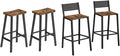 VASAGLE Set of 4 Bar Stools, Counter Height Chairs with Footrests, Rustic Brown