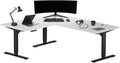 Progressive Desk Stand Up Height Adjustable Electric Standing Desk - L Shaped 60" x 72" Corner Computer Rising Workstation Table - Black Frame, Warm White Top