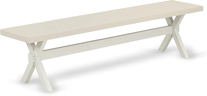 East West Furniture X027MZ001-6 6 Piece Kitchen Table Set Contains a Rectangle Dining Table with X-Legs and 4 Cream Linen Fabric Upholstered Chairs with a Bench, 40x72 Inch, Multi-Color
