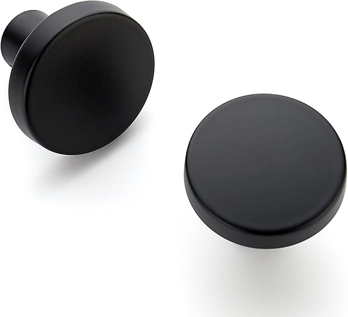 Ravinte 25 Pack Drawer Pulls 1-1/4 Inch Kitchen Cabinet Knobs Solid Round Dresser Drawer Knobs Matte Black Dresser Knobs Drawer Knobs Simple Cabinet Hardware for Cupboard Drawer Pulls