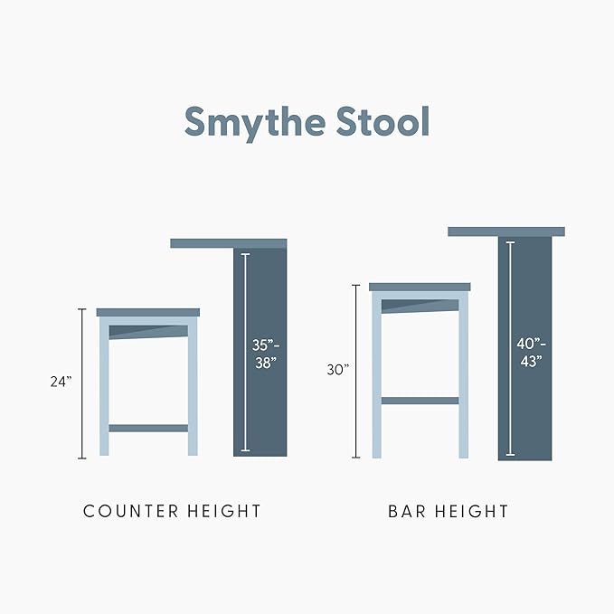 Plank+Beam Smythe Counter Stool, 24", Set of 4, Sturdy Wood Modern Kitchen Counter Height Stool, Saddle Seat Backless Counter Chair, Metal Footrest, Blonde