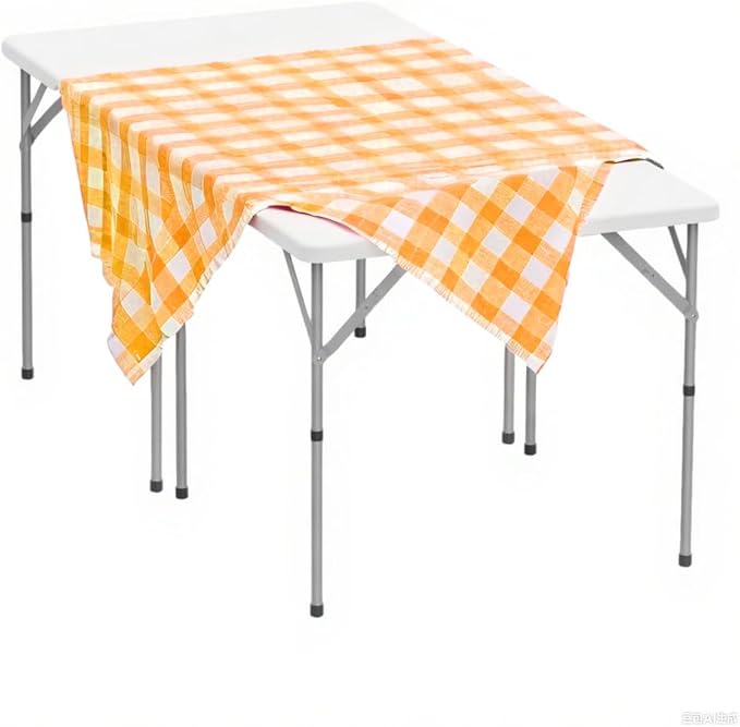HLPB 34'' Square Folding Card Table 2 Pcs, Fold-in-Half Portable Dining Table with Handle and Safety Lock, Foldable Plastic Dining Table Indoor Outdoor for Camping, Picnic and Party Event, White