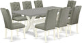 East West Furniture X097EL207-9 9 Piece Dining Set Includes a Rectangle Dining Room Table with X-Legs and 8 Gray Linen Fabric Upholstered Parson Chairs, 40x72 Inch, Multi-Color