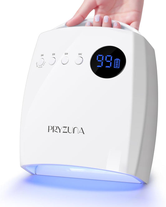 72W Cordless UV LED Nail Lamp, Professional UV Light for Gel Nails, Fast Curing Rechargeable Nail Dryer with 4 Timers, 45 Beads, Smart Sensor, Retractable Foot Stand, Portable Handle for Salon & Home