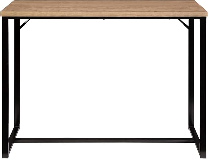 AC Pacific Bali Coastal Modern Narrow Console Table for Entryway, Hallway Decor, and Small Spaces, Compact Living Room Furniture with Natural Wood Top and Black Metal Legs, 39" Long