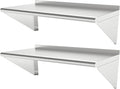 12''x48'' - 2packs Wall Mounted Stainless Steel Shelf NSF Commercial Metal Wall Mount Floating Shelving for Kitchen, Restaurant, Food Truck,Garage,Washrooms,Home&Hotel