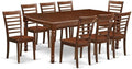 East West Furniture DOML9-MAH-W 9 Piece Dining Set Includes a Rectangle Dining Room Table with Butterfly Leaf and 8 Kitchen Chairs, 42x78 Inch, Mahogany