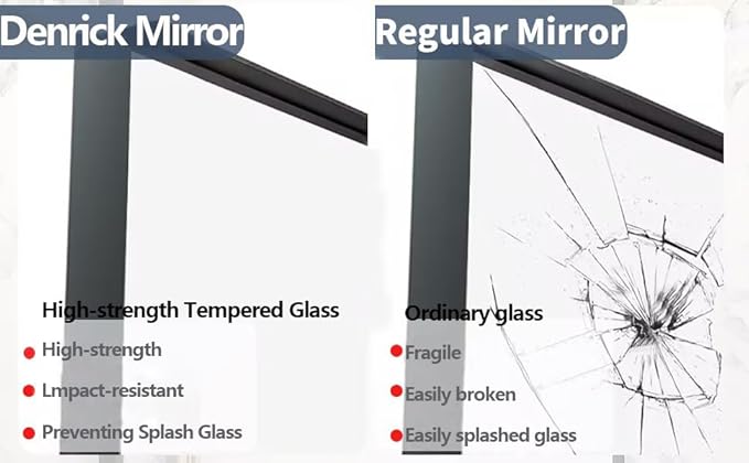 Brushed Metal Thick Frame Bathroom Mirror 24 x 30 Inch Metal Frame Black Rectangular Wall Mirror Matte Black Vanity Mirrors Square Corner, Modern Rectangle Mirrors(Horizontal/Vertical)