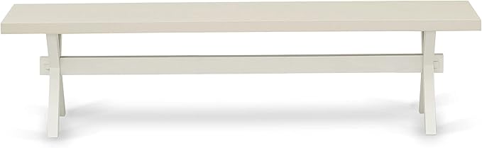 East West Furniture X027SI215-6 6 Piece Kitchen Table Set Contains a Rectangle Dining Table with X-Legs and 4 Baby Blue Linen Fabric Upholstered Chairs with a Bench, 40x72 Inch, Multi-Color