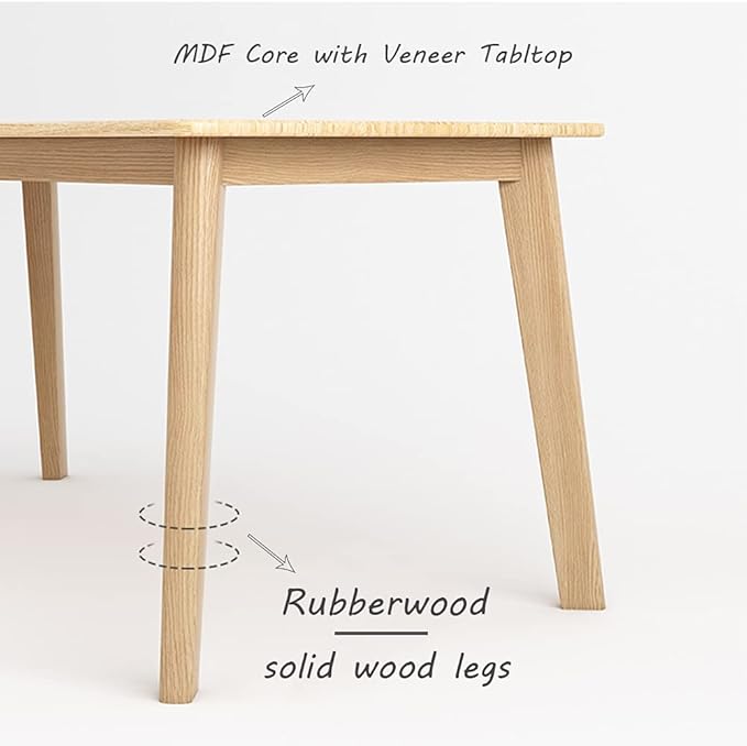 IOTXY Simple Wooden Writing Desk - Modern Minimalist Style PC Laptop Computer Workbench with Solid Wood Legs, 39" W Home Office Work Table for TV Stand Music Video Live Broadcast Workstation, White