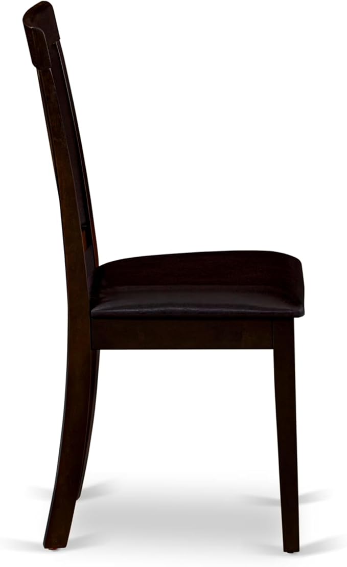 East West Furniture BOAN5-CAP-LC 5 Piece Dining Set Includes a Round Dinner Table and 4 Faux Leather Kitchen Dining Chairs, 42x42 Inch, Cappuccino