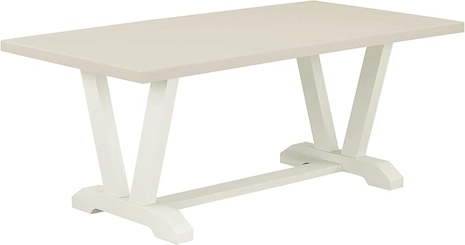East West Furniture V027LA015-7 7 Piece Dining Table Set Consist of a Rectangle Dining Room Table with V-Legs and 6 Baby Blue Linen Fabric Parsons Chairs, 40x72 Inch, Multi-Color