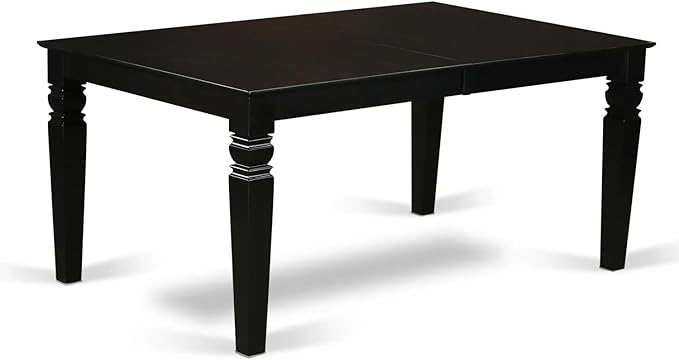 East West Furniture LGX25-BLK-30 -5 Piece Dining Set Includes a Rectangular Kitchen Table with Black Tabletop and 4 Stackable Polyester Fabric Chairs, Black
