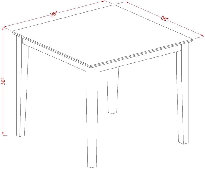 East West Furniture OXEN5-LWH-78 5 Piece Modern Dining Table Set Includes a Square Wooden Table and 4 Pink Flamingo Faux Leather Upholstered Chairs, 36x36 Inch, Linen White
