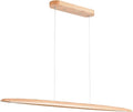 51" 36W Wood LED Linear Pendant Light Fixture Led Dining Room Light Dimmable Hanging Light Fixture for Dining Room Kitchen Island Pool Table Lights Natural Ash
