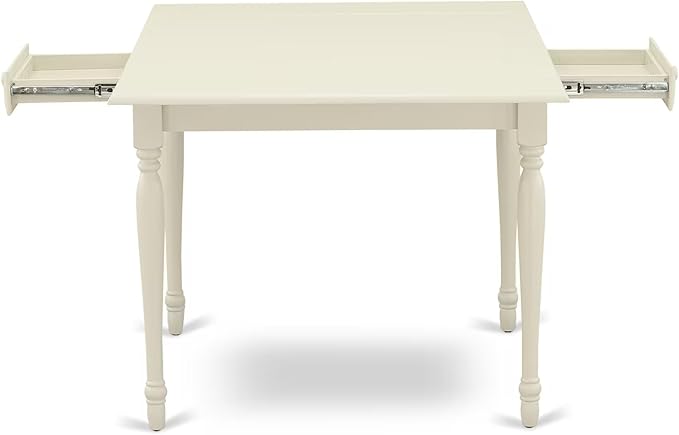 East West Furniture MZDO3-LWH-W 3 Piece Dining Set Contains a Rectangle Dining Room Table with Dropleaf and 2 Wood Seat Chairs, 36x54 Inch, Linen White
