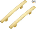 25 Pack Cabinet Handles 3" Hole Center - Curved Cabinet Pulls Brushed Brass Drawer Pulls for Kitchen Cupboard Solid Handles for Dresser Drawer Arch Closet Hardware