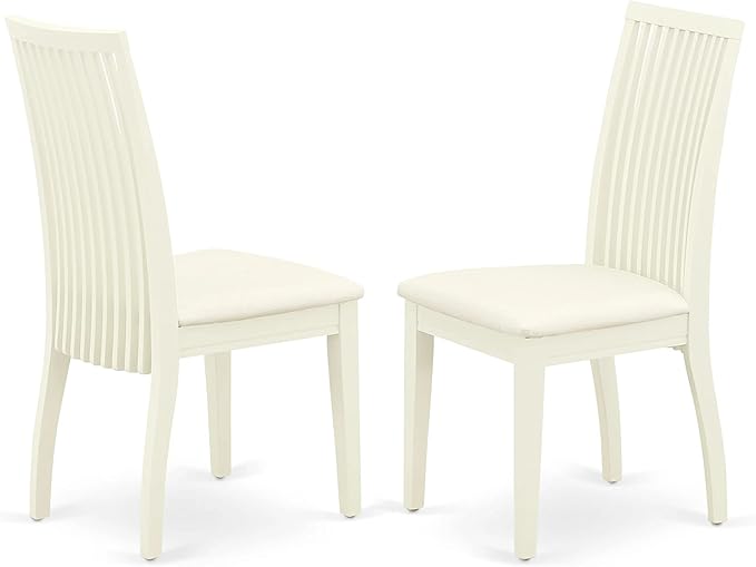East West Furniture HBIP5-LWH-C 5 Piece Dining Set Includes a Round Dining Table with Pedestal and 4 Linen Fabric Kitchen Room Chairs, 42x42 Inch, Linen White