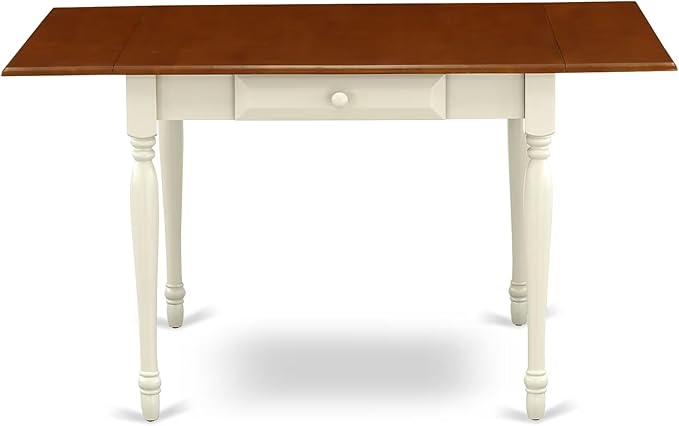 East West Furniture MZDO5-WHI-W 5 Piece Dining Room Furniture Set Includes a Rectangle Kitchen Table with Dropleaf and 4 Dining Chairs, 36x54 Inch, Buttermilk & Cherry