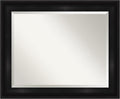 Amanti Art Black Bathroom Mirror for Over Sink, 28x34 Grand Black Rectangle Vanity Mirror, Large Casual Frame, Hangs Horizonally and Vertically, Bathroom Wall Decor, Beveled Edge