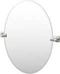 Gatco 5599 Waterline Frameless Oval Mirror, 26.5 Inch, Satin Nickel