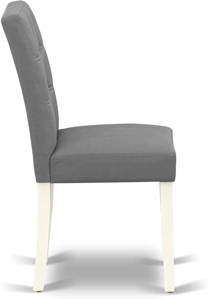 East West Furniture LGAS7-LWH-41 7 Piece Kitchen Table Set Contain A Modern Table and 6 Platinum Gray Polyester Fabric Dining Chairs with Stylish Back- Linen White Finish
