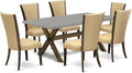 East West Furniture X797VE703-7 7 Piece Dining Set Consist of a Rectangle Dining Room Table with X-Legs and 6 Brown Linen Fabric Upholstered Parson Chairs, 40x72 Inch, Multi-Color
