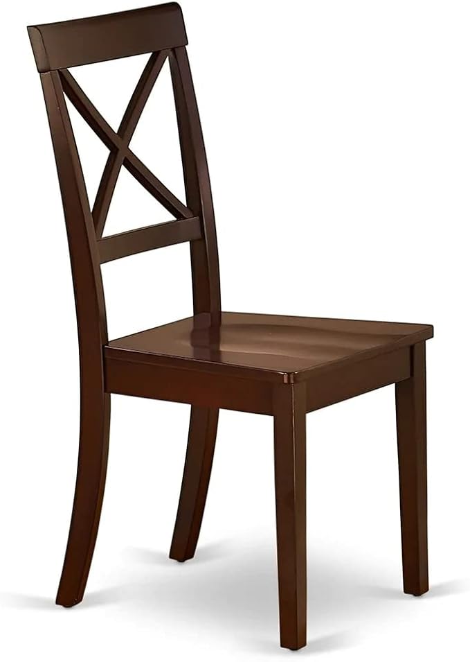 East West Furniture HBBO3-MAH-W 3 Piece Dining Room Table Set Contains a Round Kitchen Table with Pedestal and 2 Dining Chairs, 42x42 Inch, Mahogany