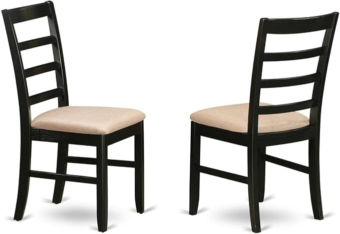 East West Furniture DLPF5-BLK-C 5 Piece Dining Table Set for 4 Includes a Round Kitchen Table with Dropleaf and 4 Linen Fabric Dining Room Chairs, 42x42 Inch, Black