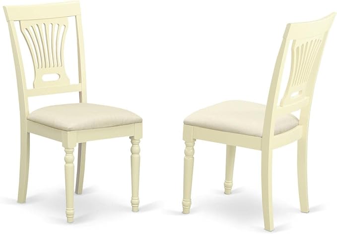 East West Furniture HLPL3-BMK-C 3 Piece Dining Room Furniture Set Contains a Round Kitchen Table with Pedestal and 2 Linen Fabric Upholstered Dining Chairs, 42x42 Inch, Buttermilk & Cherry