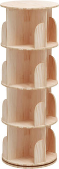 Rotating Bookshelf 360 Degrees, 4 Tier Stackable Solid Wood Bookshelf Organizer, Storage Display Rack Floor Standing Bookcase for Kids&Adults (51"x17.32"x17.32")