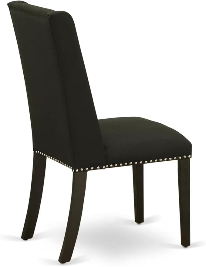 East West Furniture V697FL624-5 5 Piece Dining Table Set for 4 Includes a Rectangle Kitchen Table with V-Legs and 4 Black Linen Fabric Parson Dining Chairs, 40x72 Inch, Multi-Color