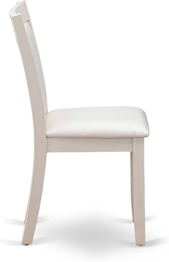 East West Furniture V027MZ001-6 6 Piece Dining Set Contains a Rectangle Dining Room Table with V-Legs and 4 Cream Linen Fabric Upholstered Chairs with a Bench, 40x72 Inch, Multi-Color