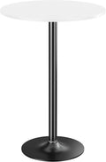Shahoo Round Bar Table, Cocktail Tables with Metal Base & MDF Top, for Bistro Pub, Cafe, White