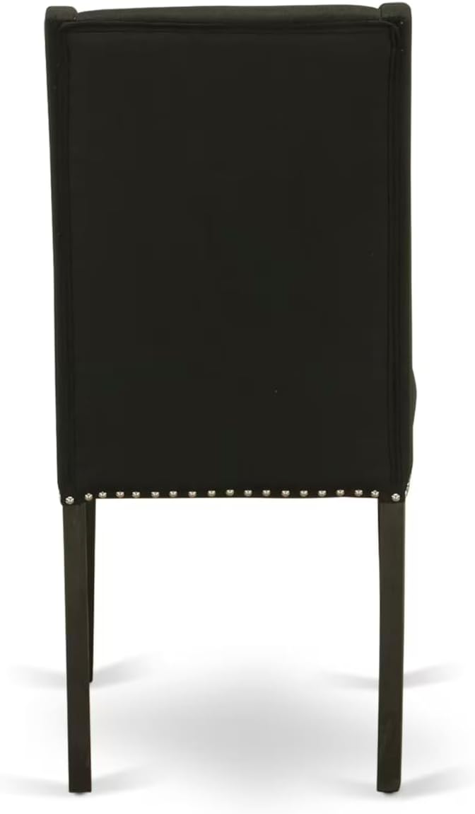 East West Furniture V677FL624-6 6 Piece Dining Room Set Contains a Rectangle Dining Table with V-Legs and 4 Black Linen Fabric Parson Chairs with a Bench, 40x72 Inch, Multi-Color