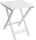 Outdoor Patio Side Table Small Wood End Square Table Folding Coffee Furniture for Living Room, Bedroom, Plant Stand, Camping Portable White