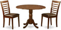 East West Furniture DLML3-MAH-LC 3 Piece Dining Room Furniture Set Contains a Round Kitchen Table with Dropleaf and 2 Faux Leather Upholstered Dining Chairs, 42x42 Inch, Mahogany