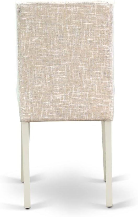 East West Furniture CAAB7-LWH-02 7 Piece Dining Room Furniture Set Consist of a Rectangle Dining Table and 6 Light Beige Linen Fabric Upholstered Parson Chairs, 36x60 Inch, Linen White