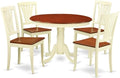 East West Furniture HLAV5-BMK-W 5 Piece Kitchen Table Set for 4 Includes a Round Dining Table with Pedestal and 4 Dining Room Chairs, 42x42 Inch, Buttermilk & Cherry