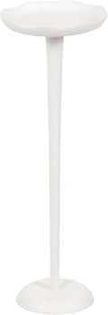 Kate and Laurel Alessia Modern Decorative Metal Drink Table, 8 x 8 x 22, White, Transitional Round Cast Aluminum Pedestal Plant Stand with Rough Texture and Wavy Scalloped Edge