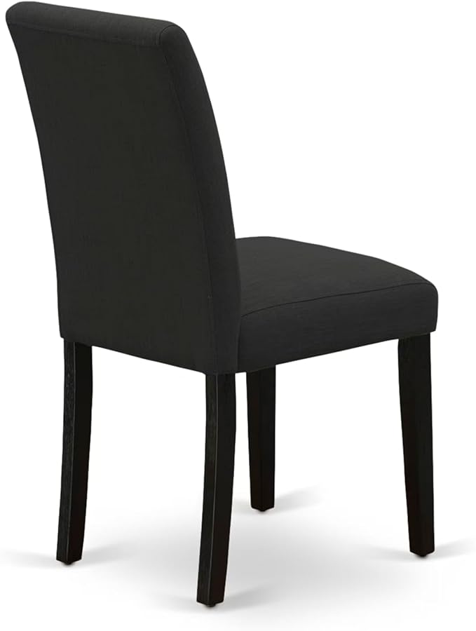 East West Furniture V627AB624-9 9 Piece Dining Table Set Includes a Rectangle Dining Room Table with V-Legs and 8 Black Color Linen Fabric Parsons Chairs, 40x72 Inch, Multi-Color