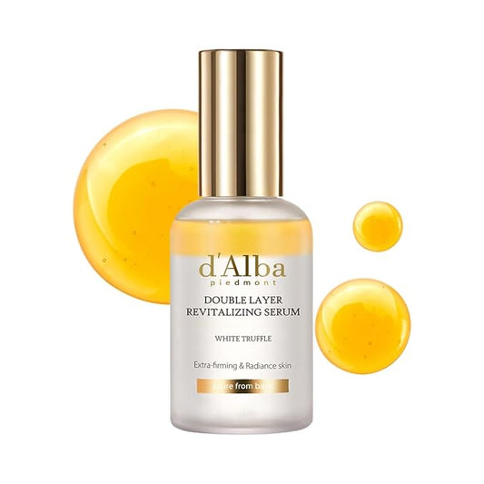 d'alba Piedmont White Truffle Double Layer Revitalizing Serum, 100hr Hydration, Hyaluronic Acid and Centella Asiatica, Skin Firming, Tightening, Long-lasting Korean Skin Care (1.69 fl.oz)