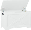 Storage Chest, Wooden Storage Bench, Entryway Shoes Bench with 2 Safety Hinges, Retro Storage Trunk for Living Room, Bedroom, 15.7 x 31.5 x 18.9 Inches, White