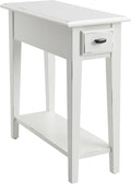 Haven Ridge Narrow End Table, Solid Wood Side Table with Drawer and Shelf, Farmhouse White, Perfect for Living Rooms, Bedrooms, and Small Spaces – Leick Home, 214361